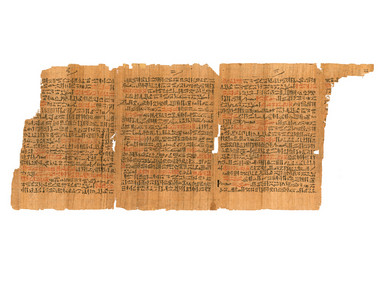 Papirus Ebersa, tablica 28, kol. 106-110, zdjęcie: Biblioteka Uniwersytecka w Lipsku