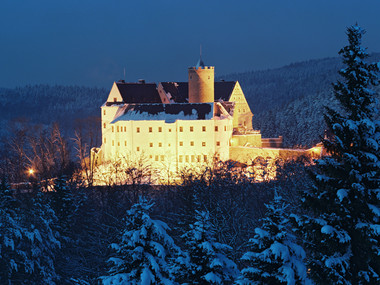Burg Scharfenstein bei Nacht