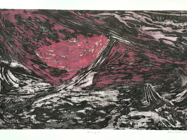 Das Fotos zeigt die Ätzradierung unter dem Titel "Störung" von Sabine Müller