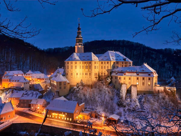 Schloß Weesenstein Winter Abend